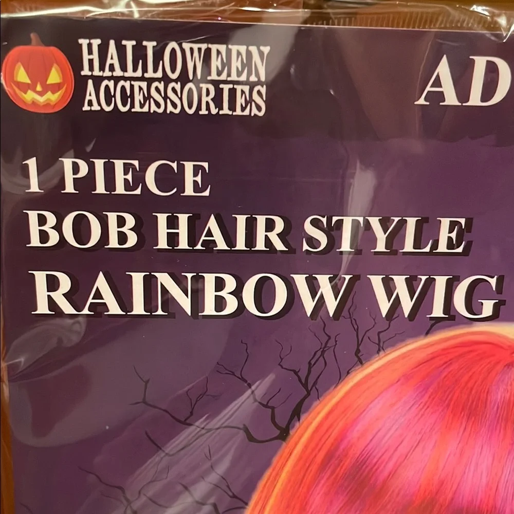 Rainbow Bob Wig with Bangs - Multicolor